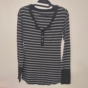 Striped Long Sleeve Henley Shirt
